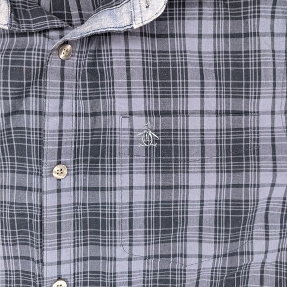 Original Penguin Men's Blue Button Up Long Sleeve Shirt SZ L - Picture 5 of 5